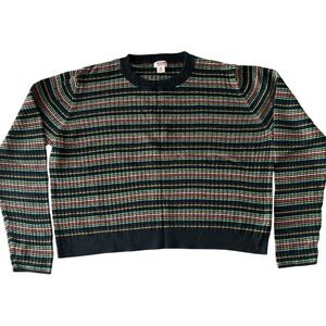 Loose Striped Cropped Sweater, Size XXL